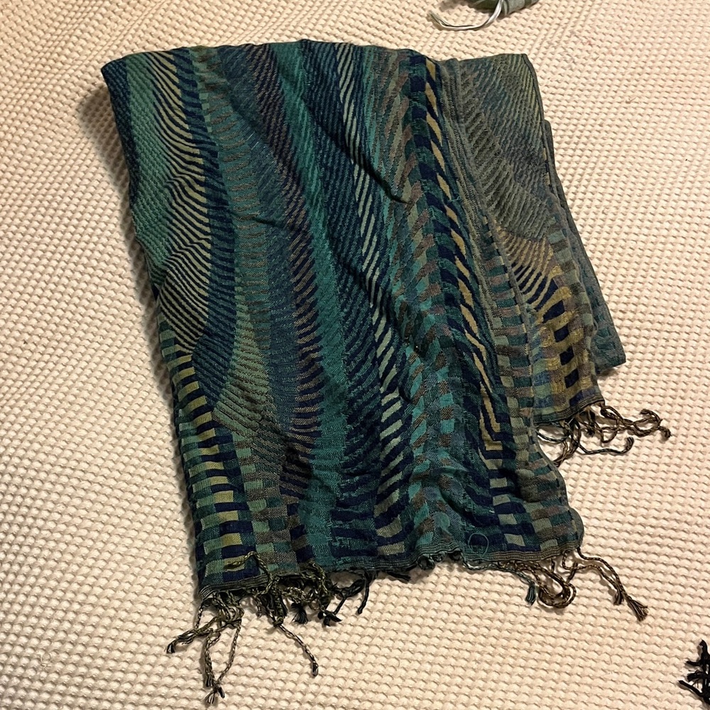 Striped Multicolor Scarf with Fringe